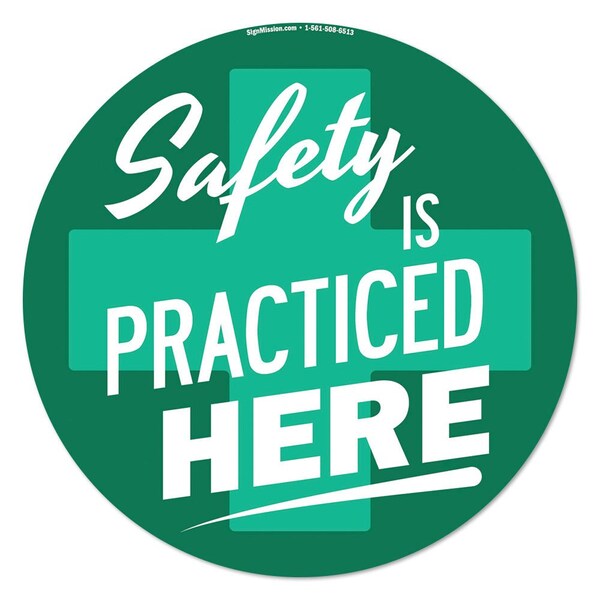 Safety Is Practiced Here 16in Non-Slip Floor Marker, 12PK, 16 in L, 16 in H, FD-2-C-16-12PK-99895